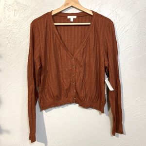 Abound burnt orange long sleeve crop top